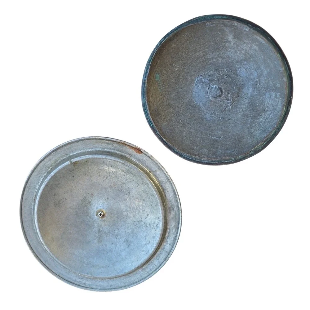 Vintage Villedieu France Copper Pot Lids Set of 2 Tin Lined Brass Knobs 6